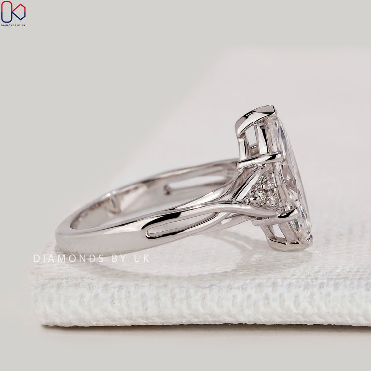 Handmade marquise ring with V prong setting.
