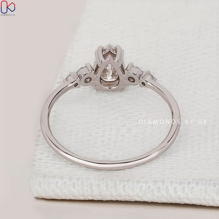 IGI Certified pear cut lab grown diamond ring.