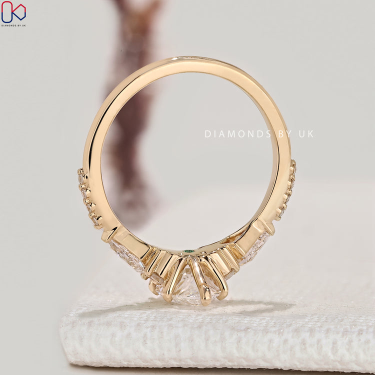 IGI certified marquise diamond ring with pavé style.
