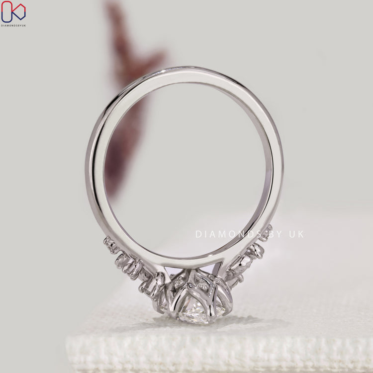 IGI certified marquise diamond ring with cathedral setting.
