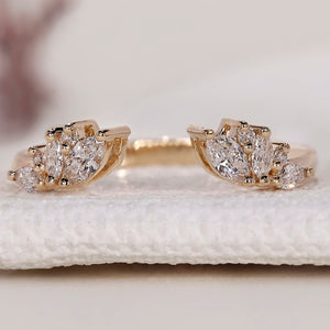 Open Gap Wedding Band - Round and Marquise Diamonds
