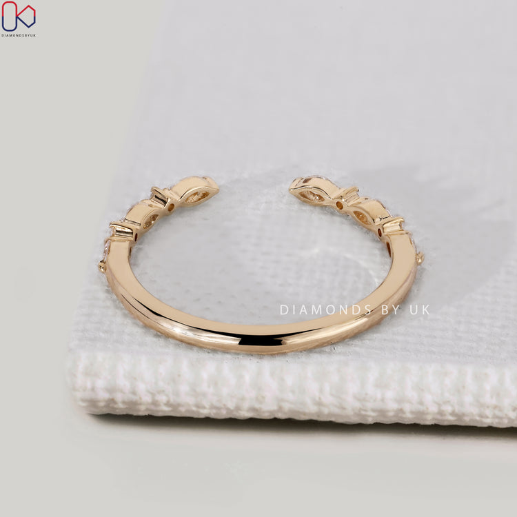 Marquise and Round Open Gap Diamond Wedding Band