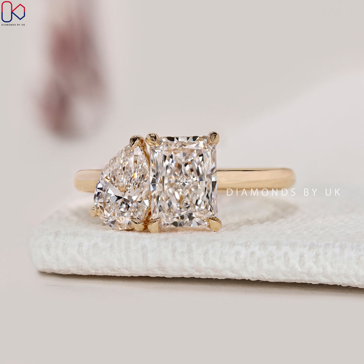 Lab grown Toi et Moi diamond ring, handmade.