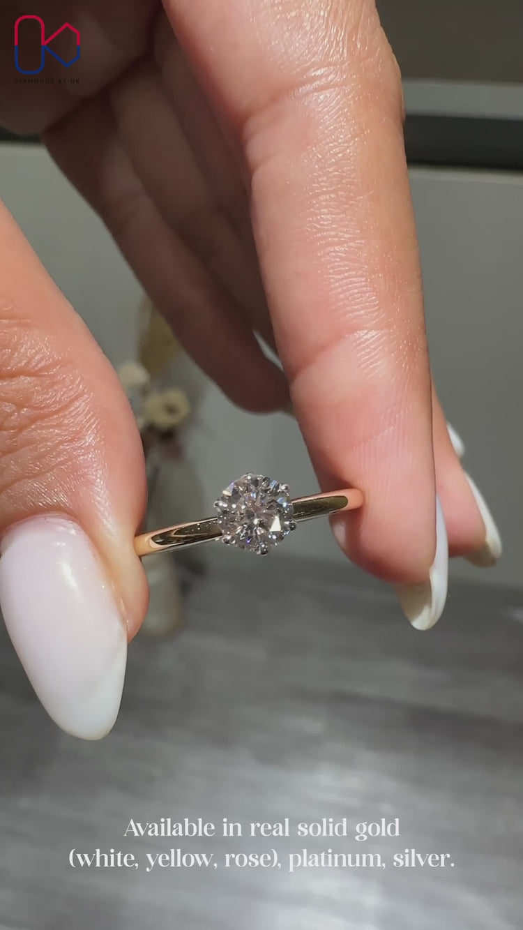 Lab grown round diamond in tulip setting
