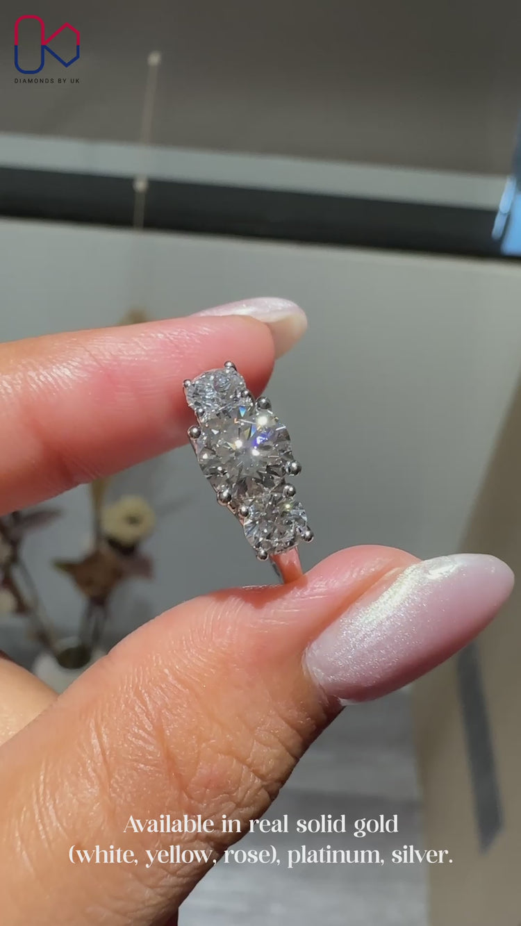 Handmade IGI Certified three stone diamond ring.
