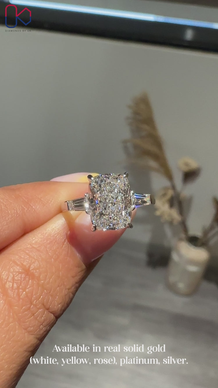 IGI certified lab grown cushion diamond ring handmade.
