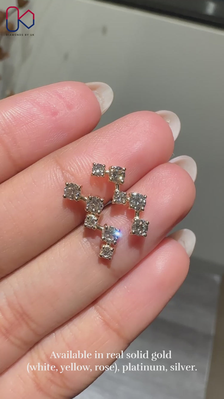 Stylish zig zag earrings designed for a unique and modern look.
