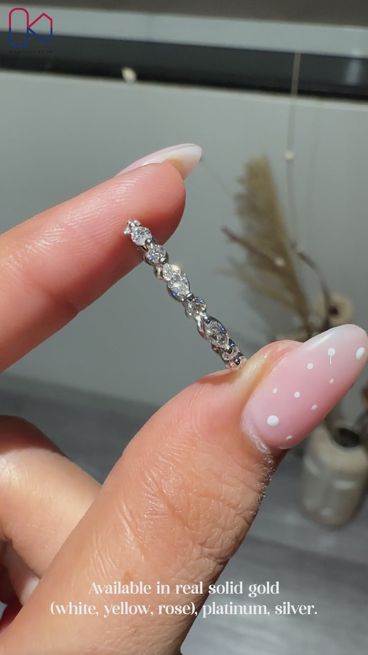 Handmade lab grown diamond eternity wedding band.
