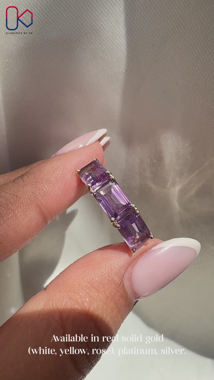 Yellow gold amethyst and diamond engagement ring by DiamondsbyUK