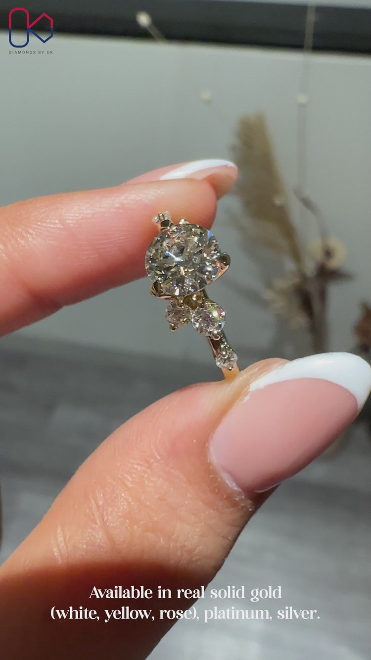 Handmade IGI Certified round cut diamond ring.