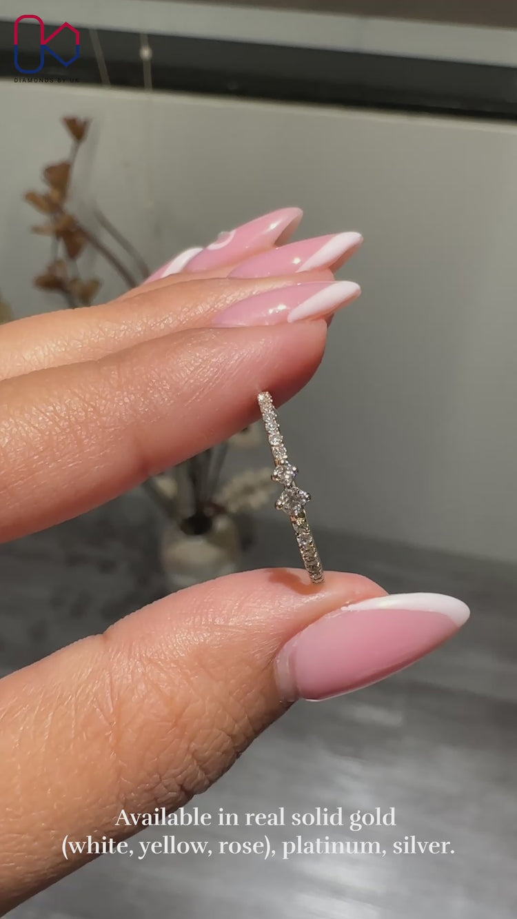 yellow gold wedding band styled as eternity wedding band
