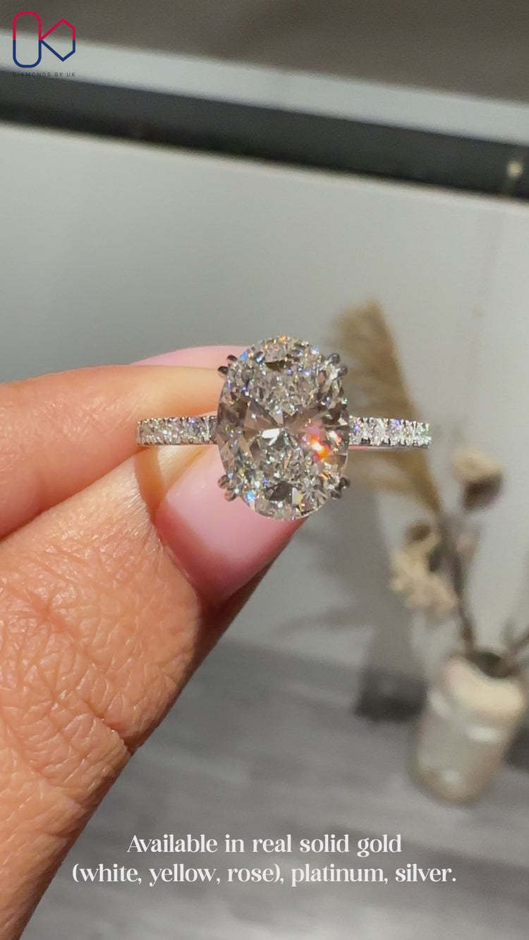 IGI certified lab grown oval diamond ring handmade.
