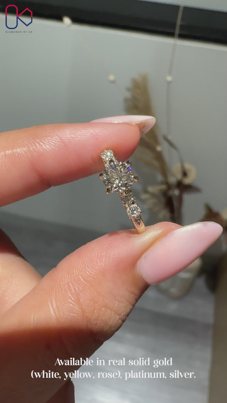 Handmade IGI Certified round cut diamond ring.