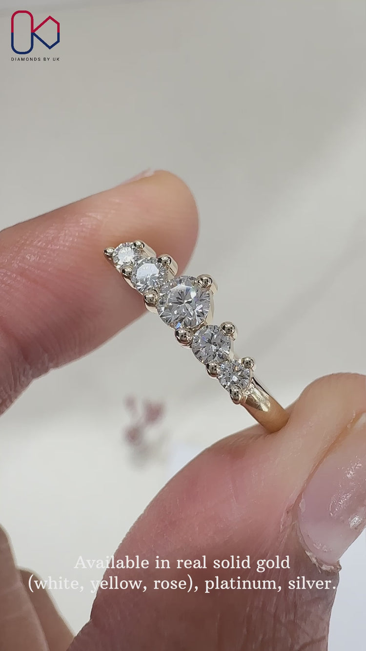 Elegant 5 stone wedding band designed for timeless sophistication.