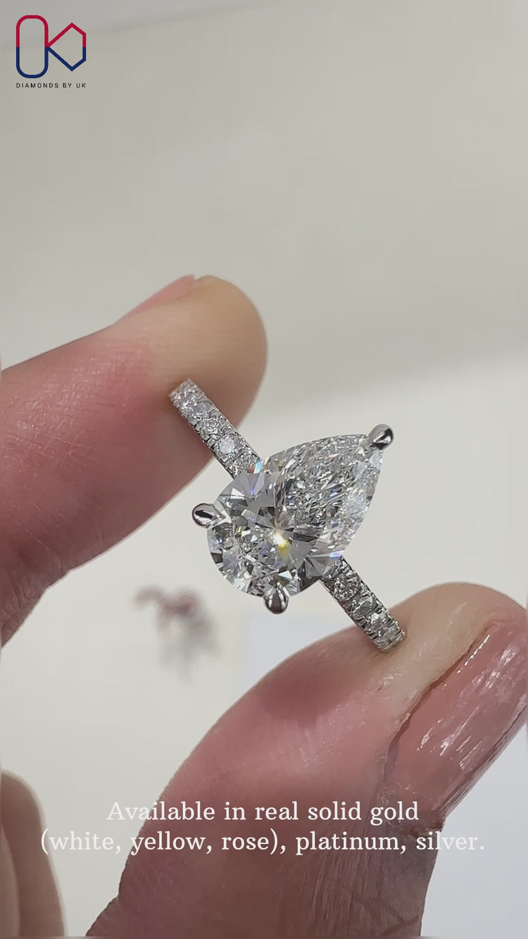 Pave Diamond Ring with Hidden Halo Design