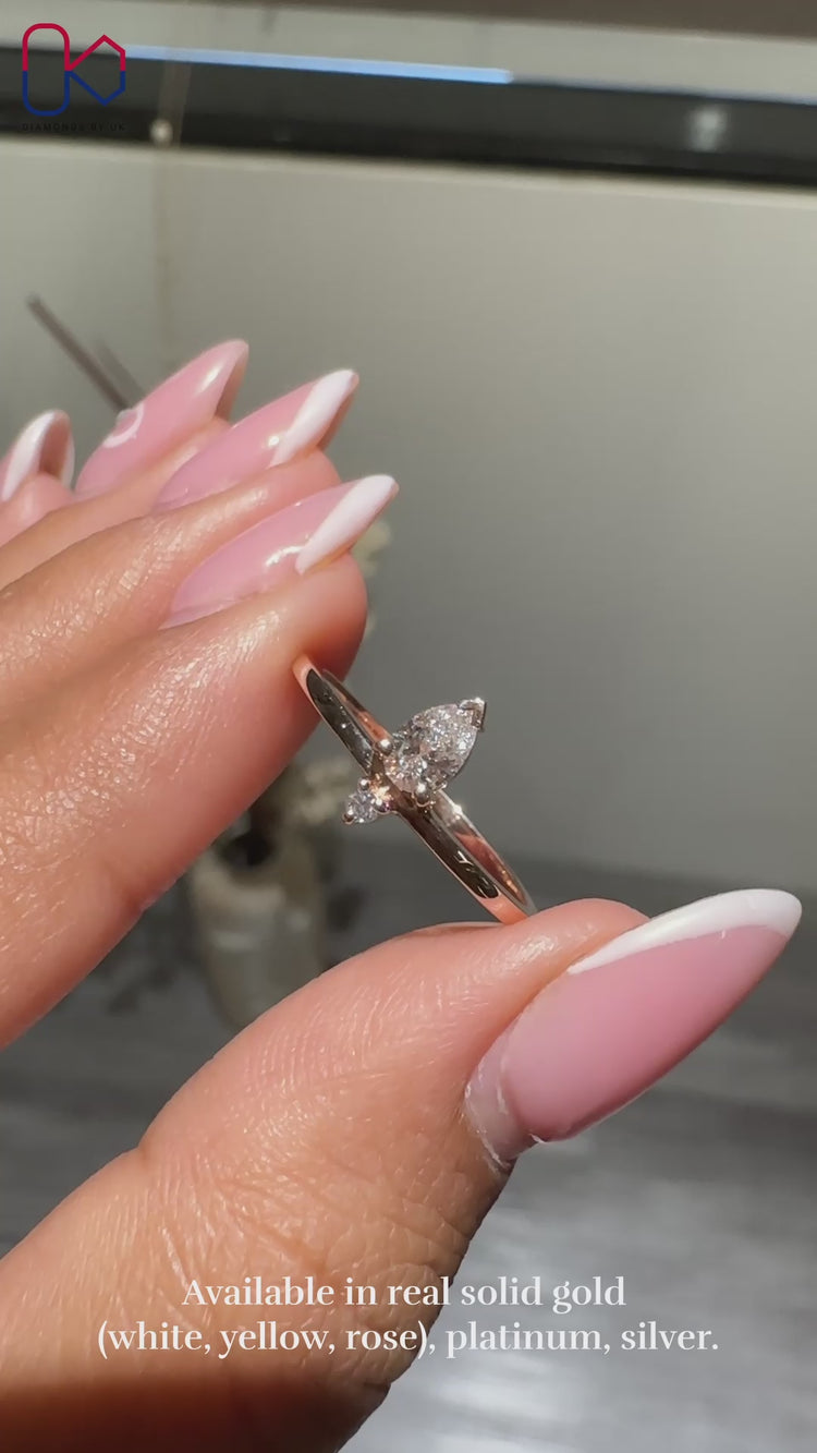 V prong setting band crafted with lab grown diamond stones.

