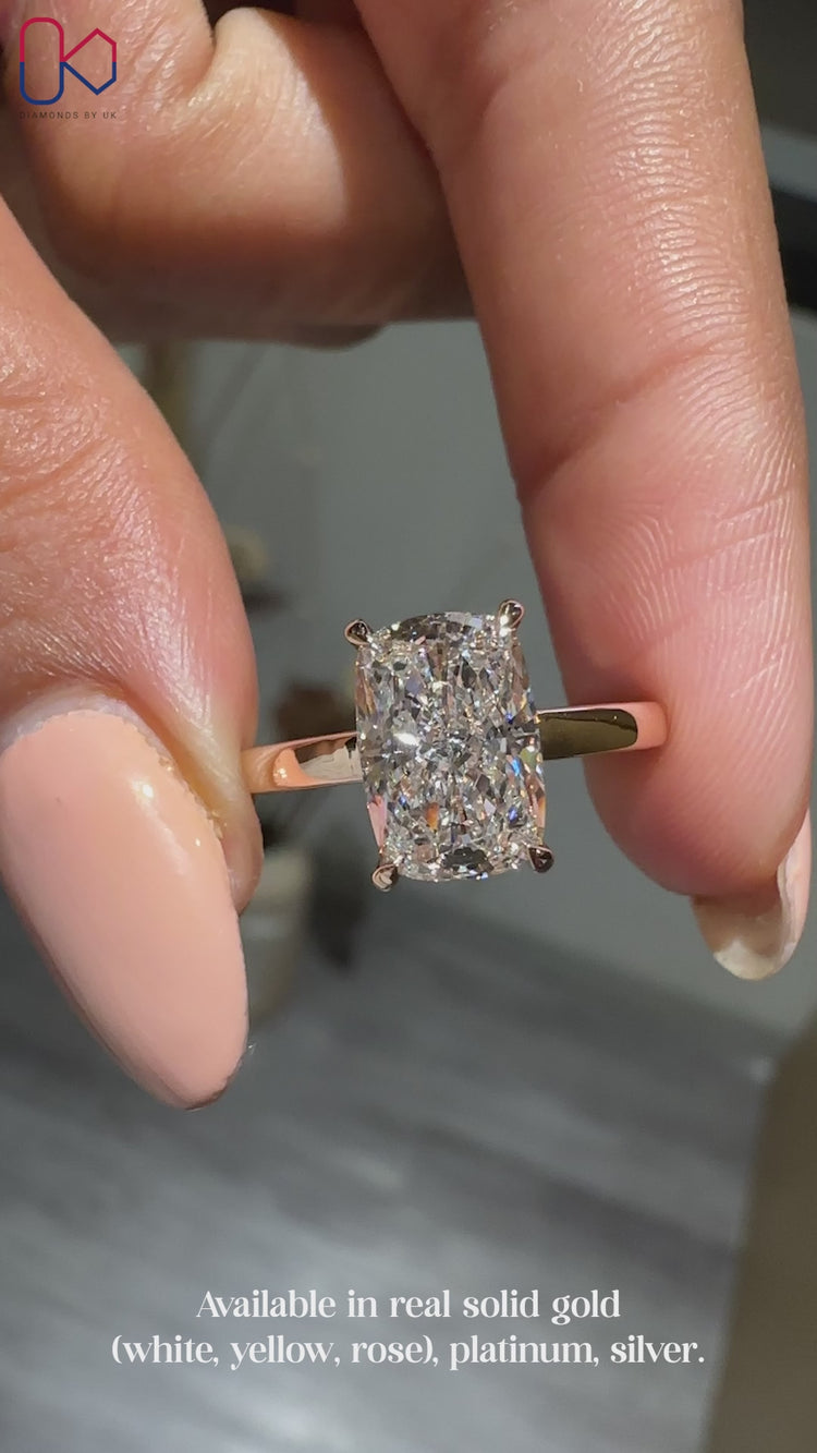 Handmade IGI Certified cushion cut diamond ring.
