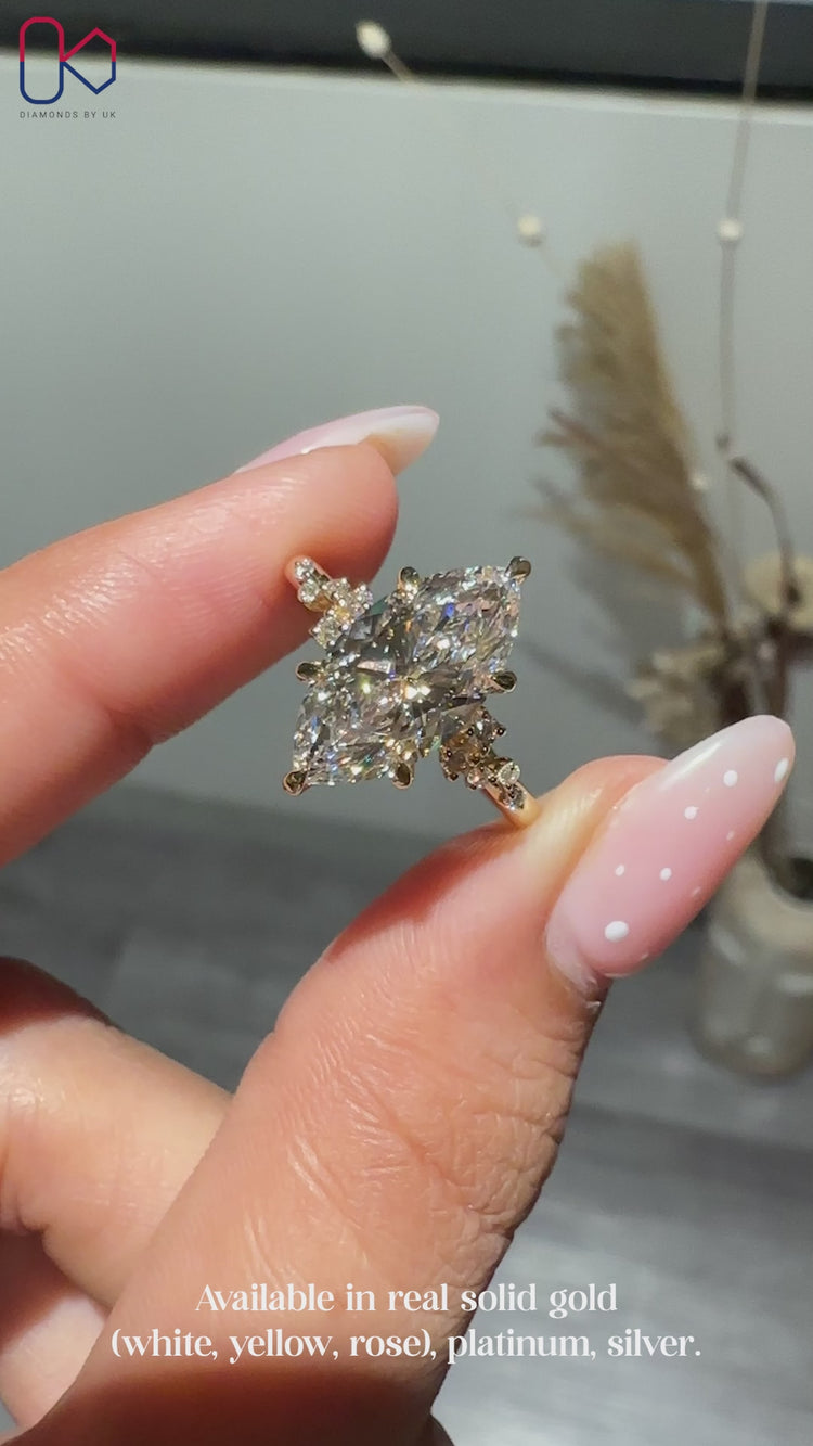 Handmade IGI Certified marquise diamond ring.