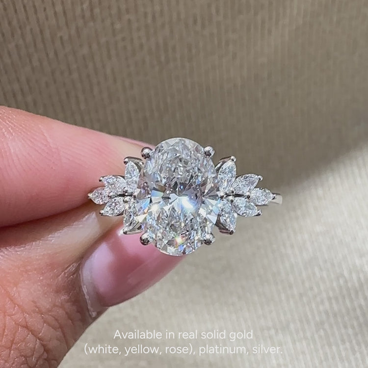 IGI certified oval engagement ring with basket setting.
