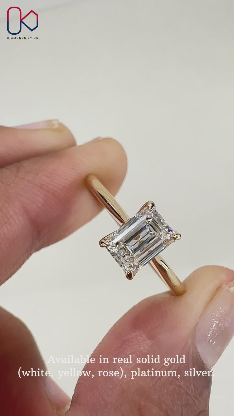 Emerald Solitaire Ring, a perfect choice for an engagement ring UK.
