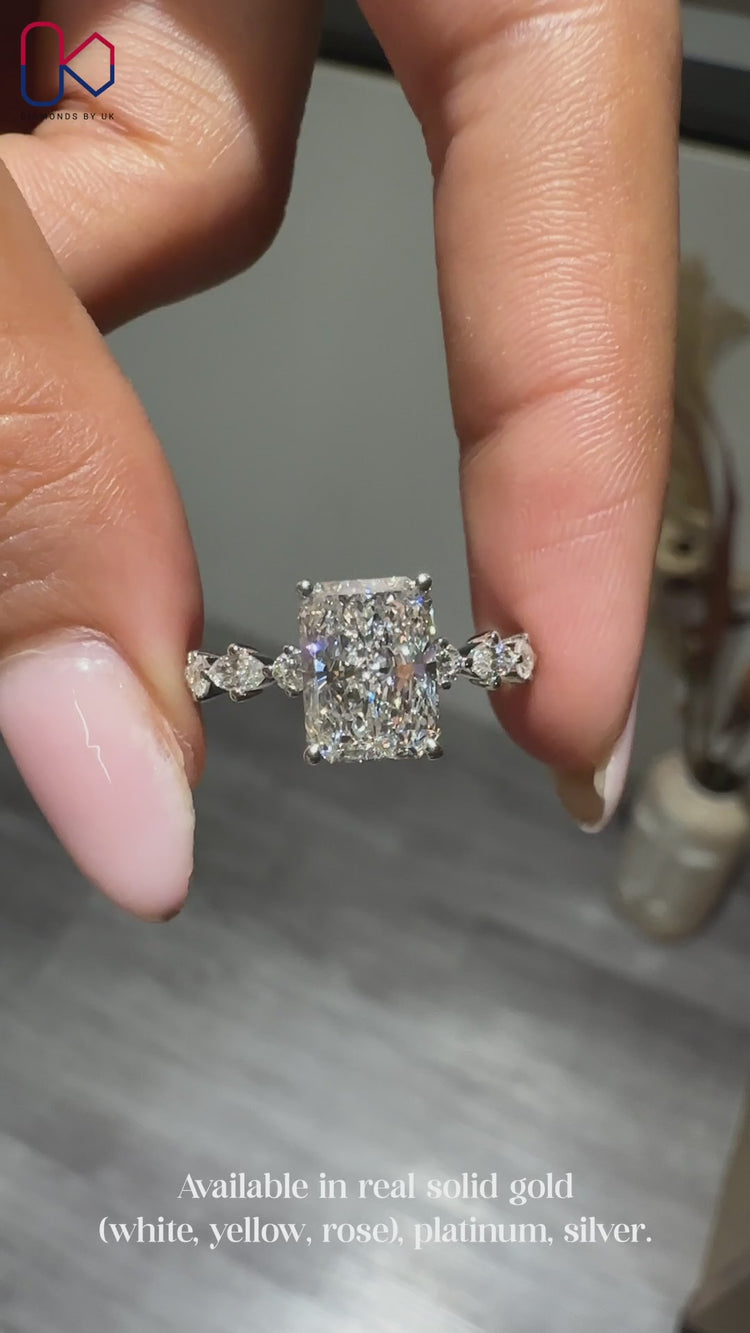 Handmade IGI Certified radiant cut diamond ring.