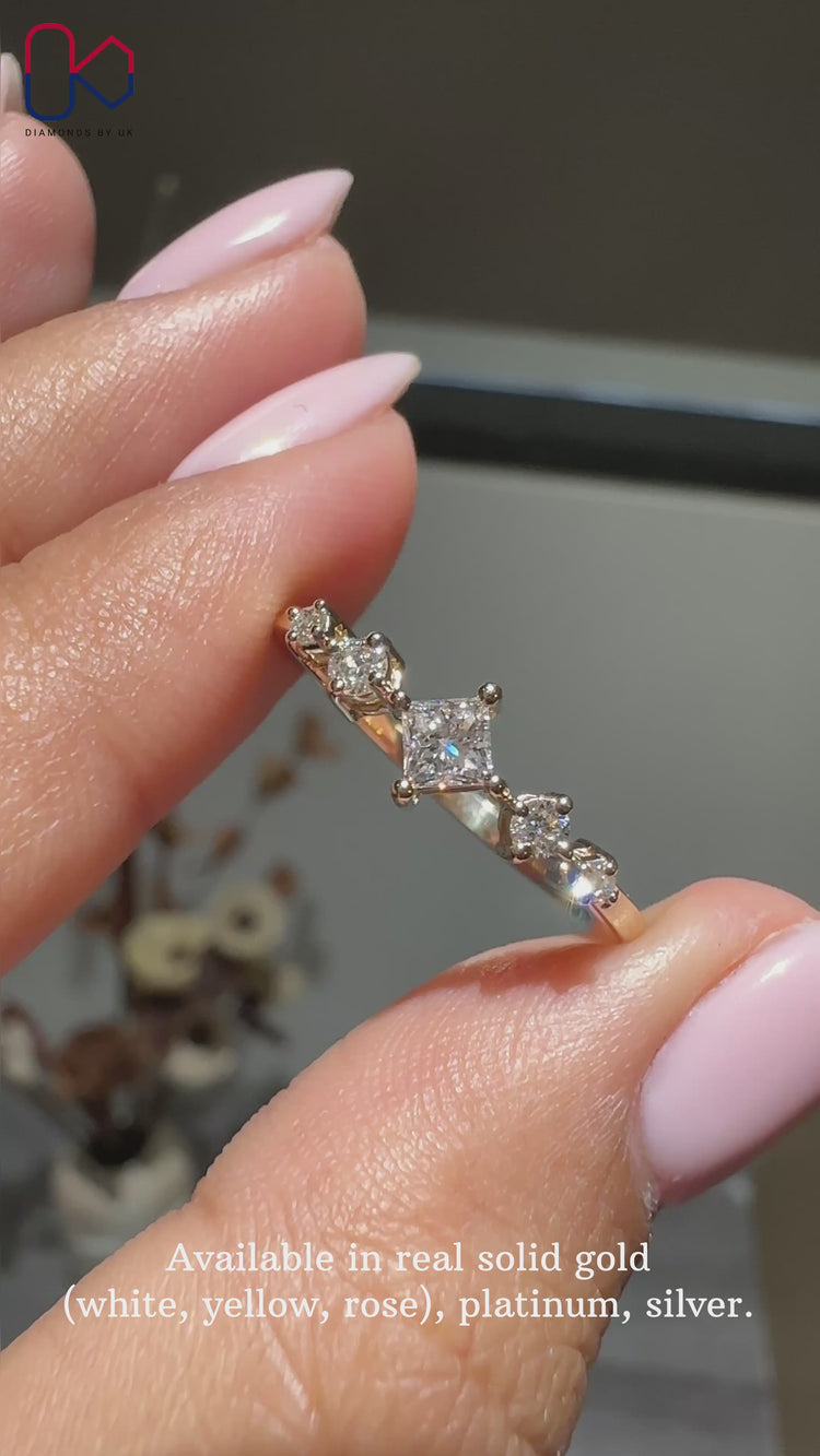 Princess cut diamond engagement ring.