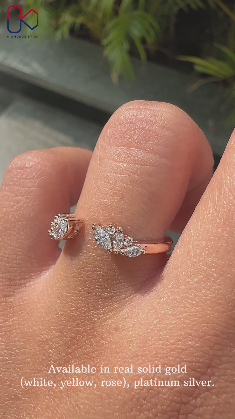 Round and marquise wedding band crafted with exquisite detail and charm.
