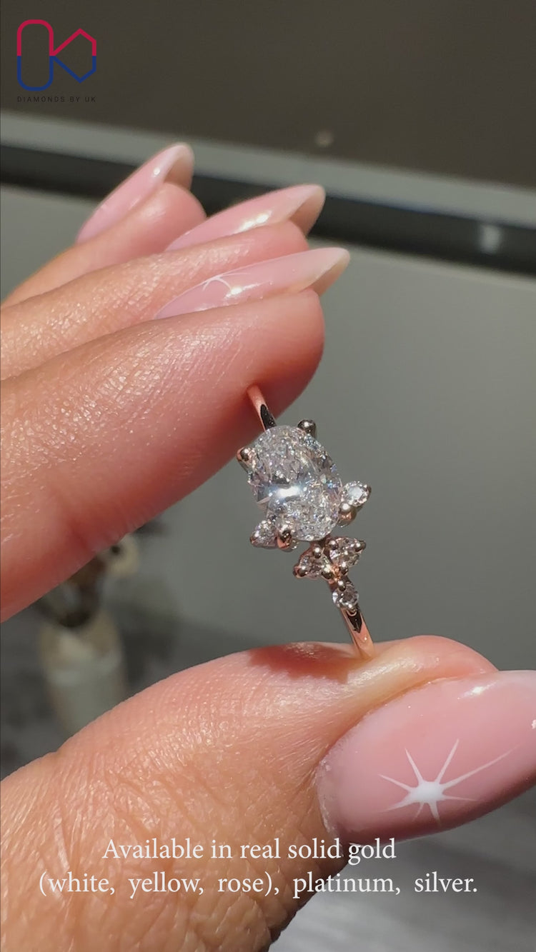 Oval diamond ring in a stunning east to west setting.
