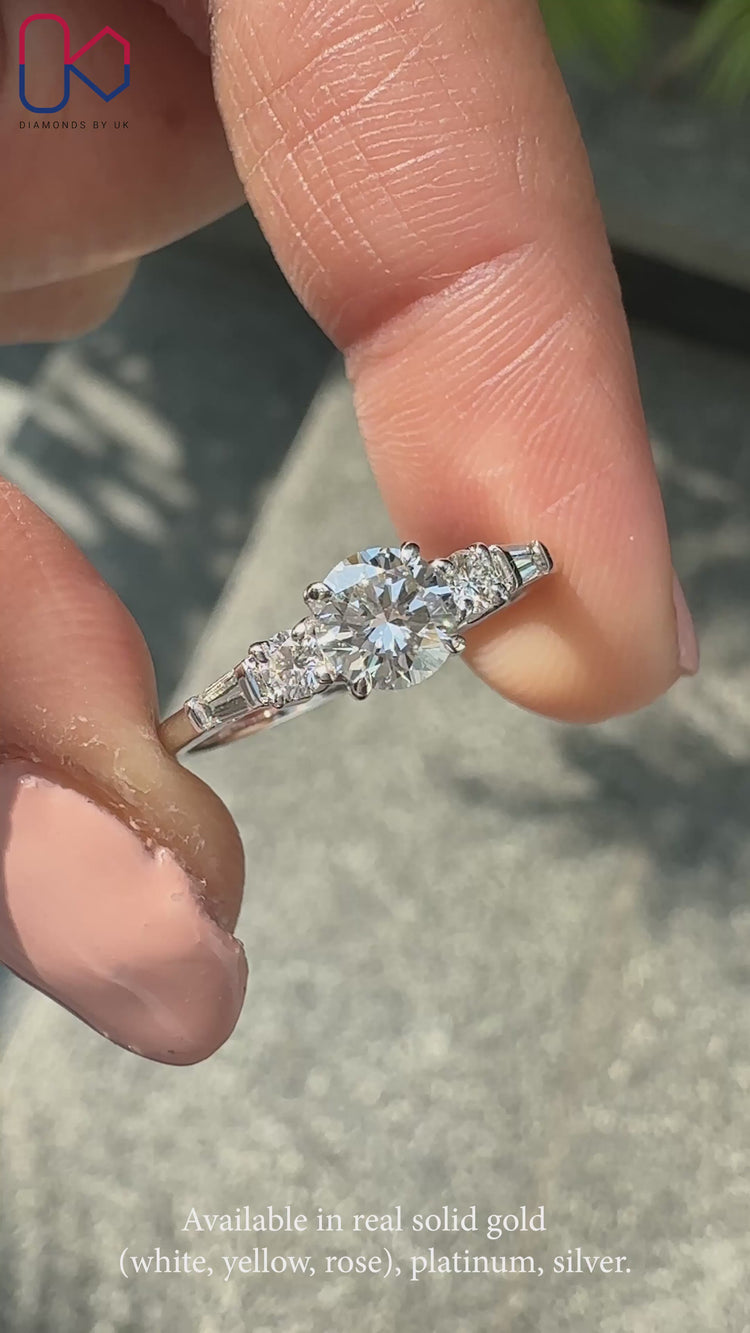 Round diamond engagement ring with a brilliant finish.
