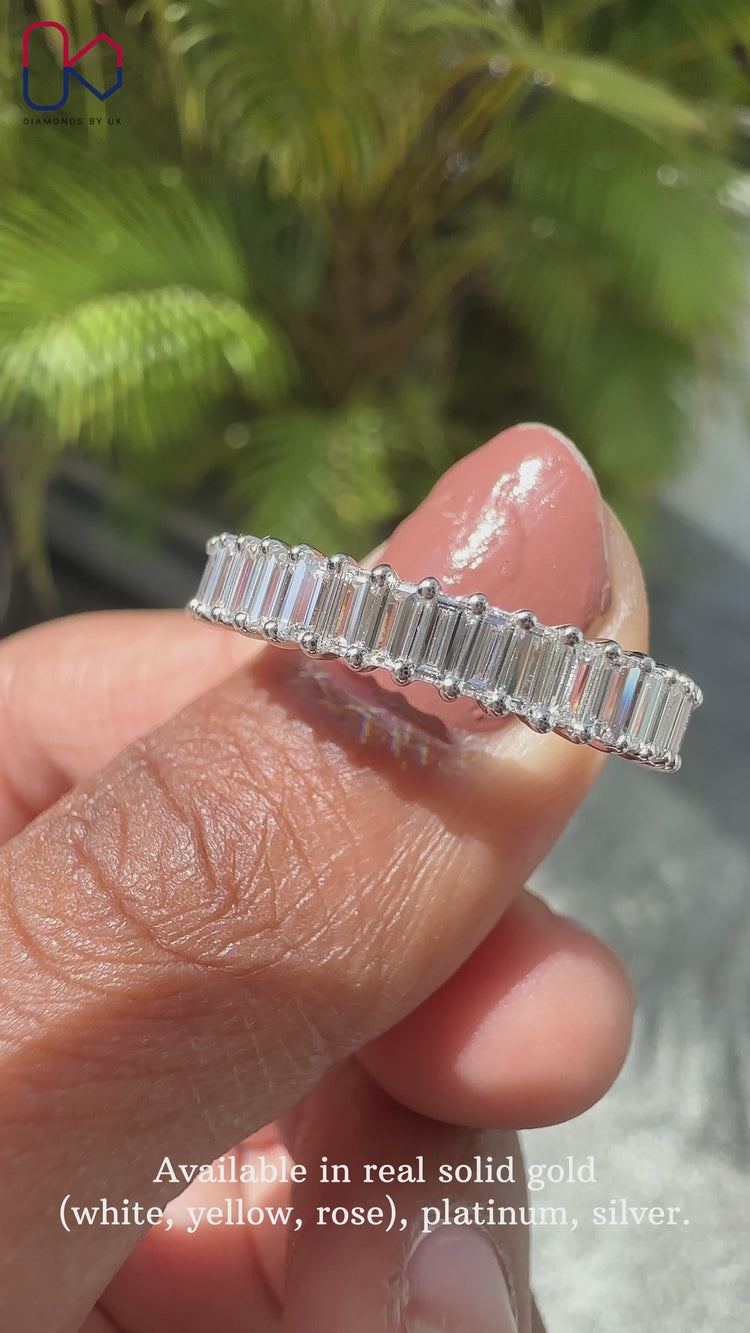 Half Eternity Wedding Band​ with sparkling diamonds and sleek elegance for every occasion.