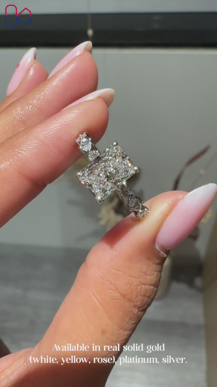 IGI certified lab grown radiant diamond ring handmade.
