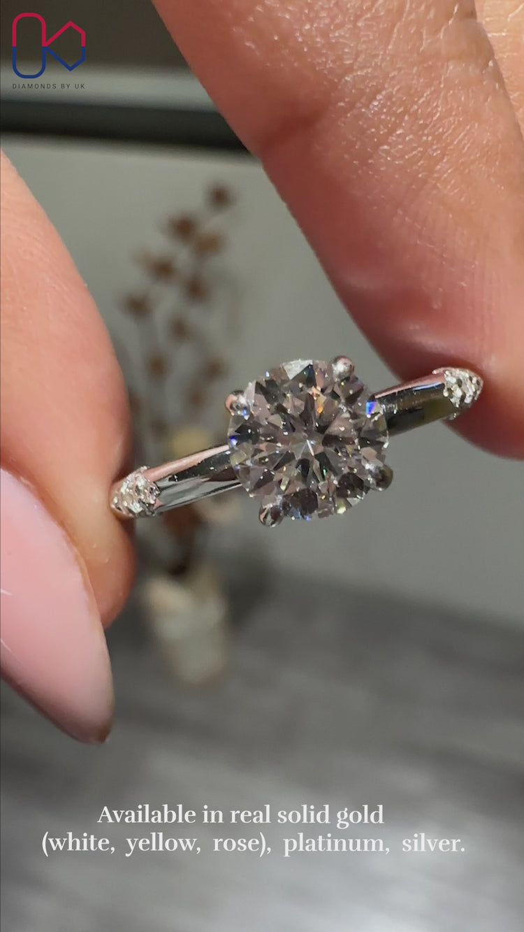 Round Diamond Engagement Ring set in a lace crown band ring.
