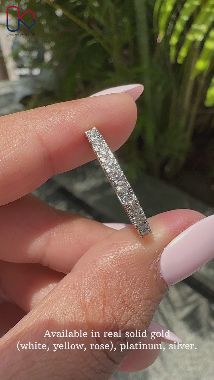 Stunning pave wedding band with dazzling diamond accents.
