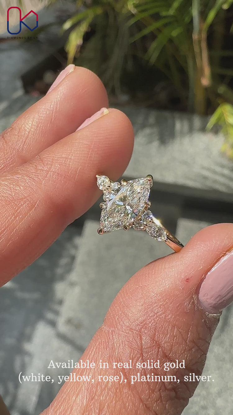 Handmade IGI Certified marquise diamond ring.