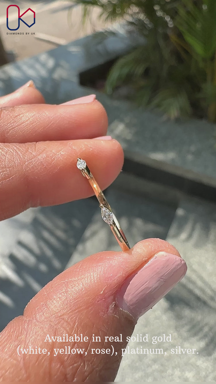 Cuff wedding band in prong set style made with Lab Grown Diamond
