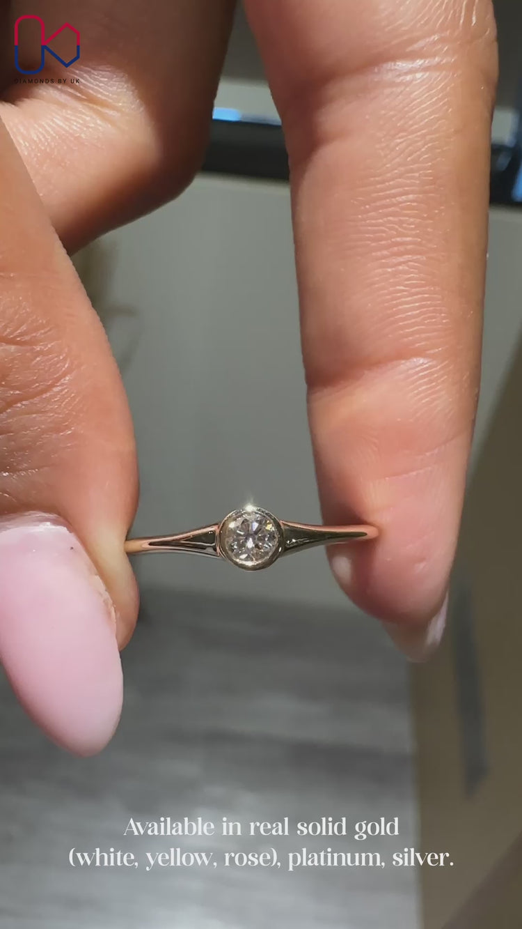 Handmade IGI Certified round diamond ring.