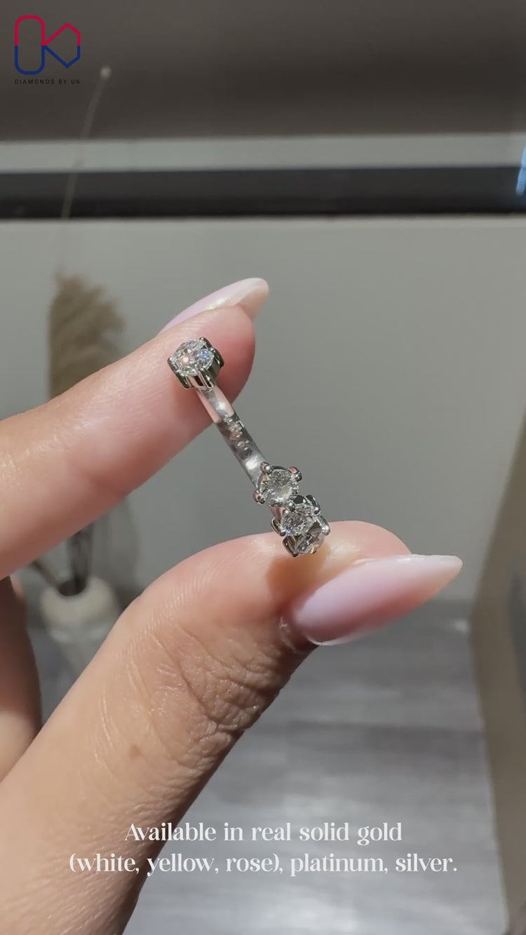 6 stone wedding band with shared prong wedding band.
