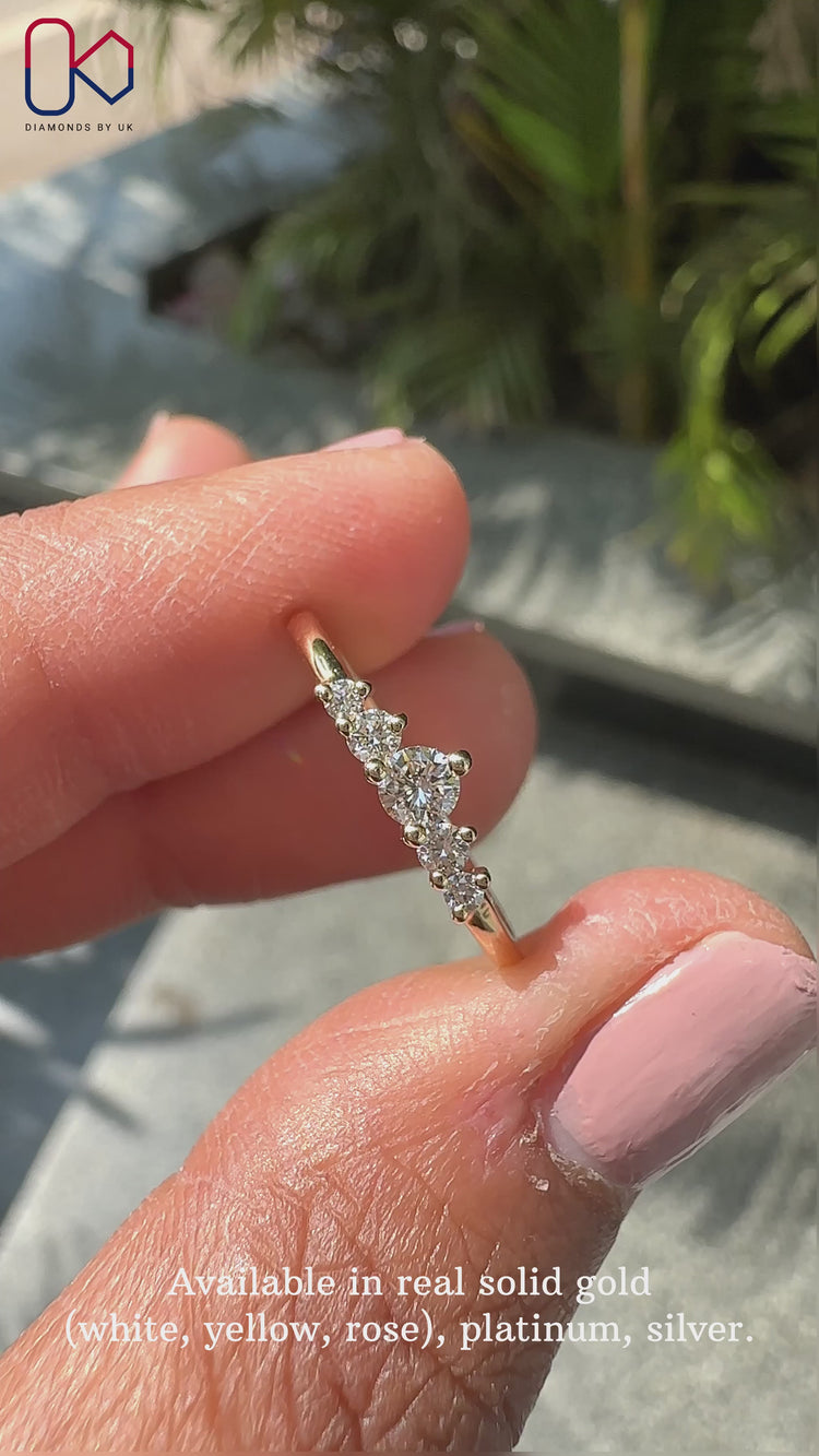 A round diamond wedding band featuring lab grown diamond brilliance.

