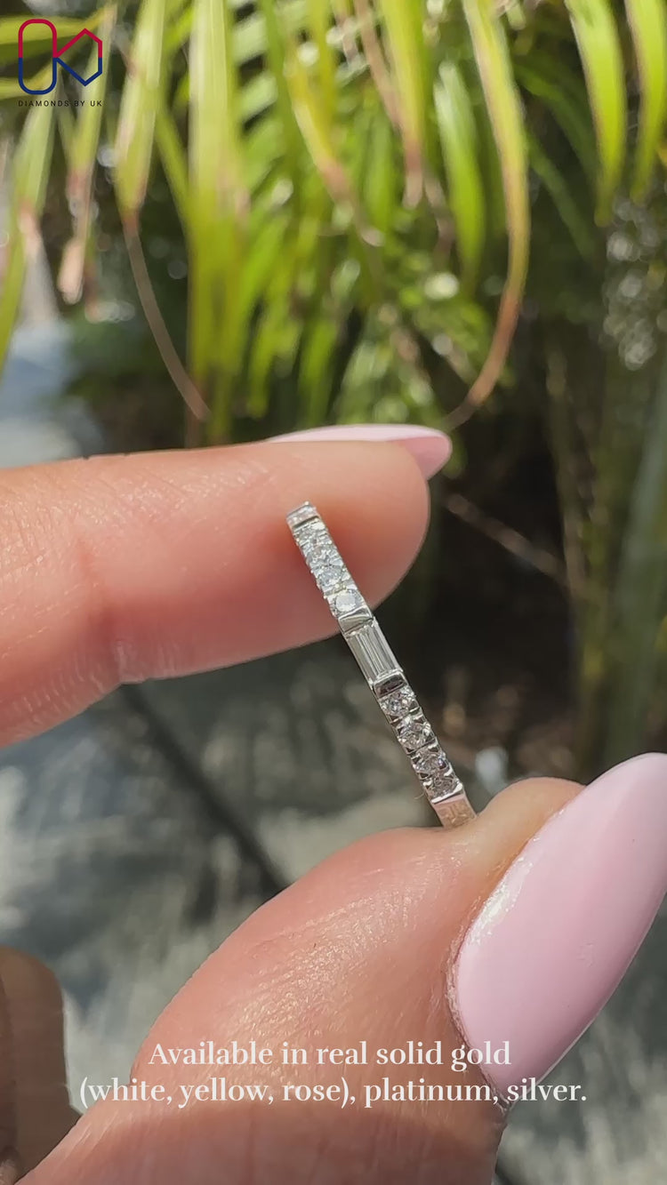 Timeless eternity wedding band featuring brilliant diamonds.
