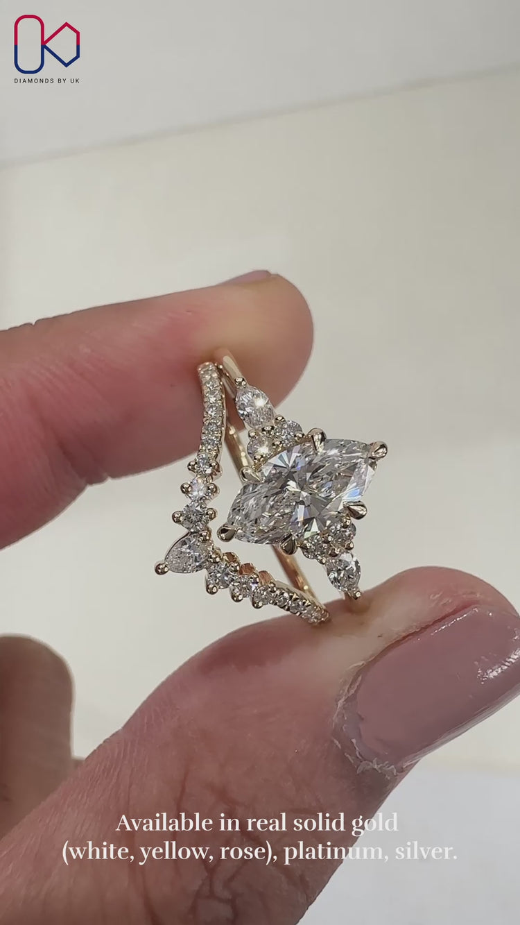 Elegant marquise ring with a timeless appeal.
