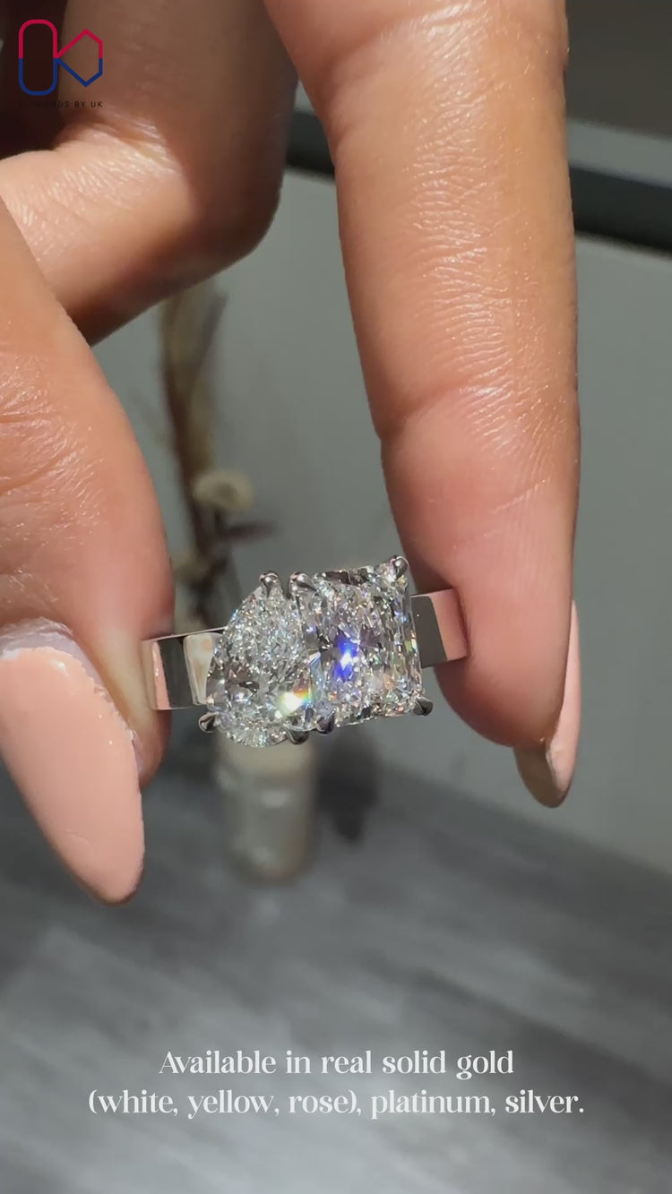 Handmade IGI Certified Toi et Moi diamond ring.