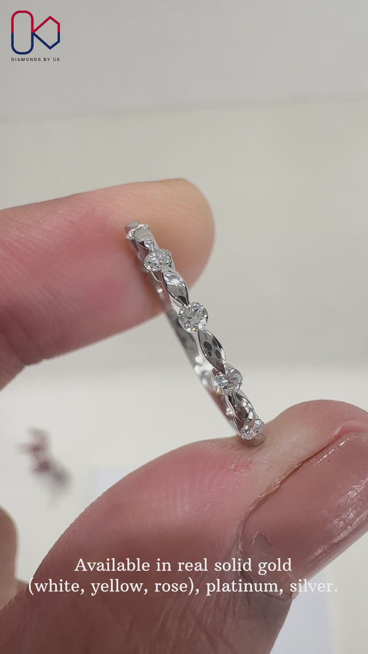 Beautiful unique wedding band for women featuring modern craftsmanship.
