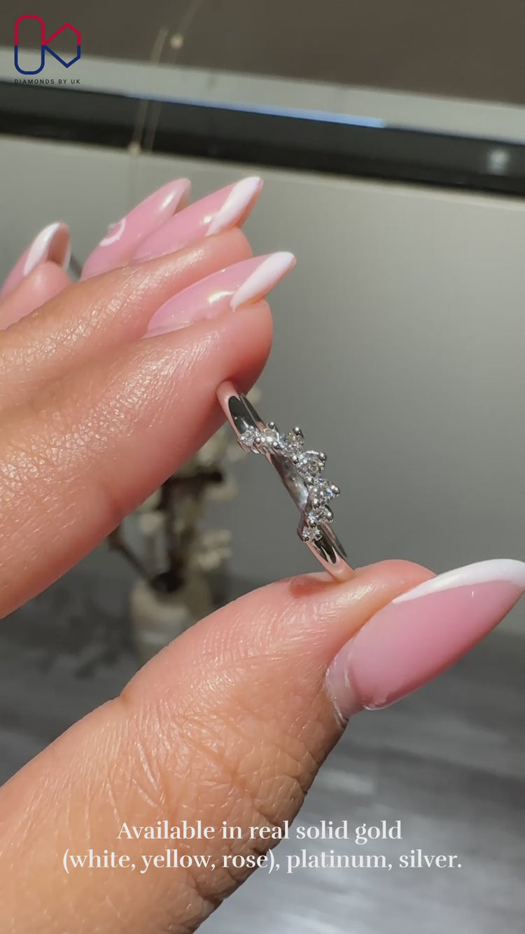 Stunning U shaped diamond wedding band with sparkling brilliance.
