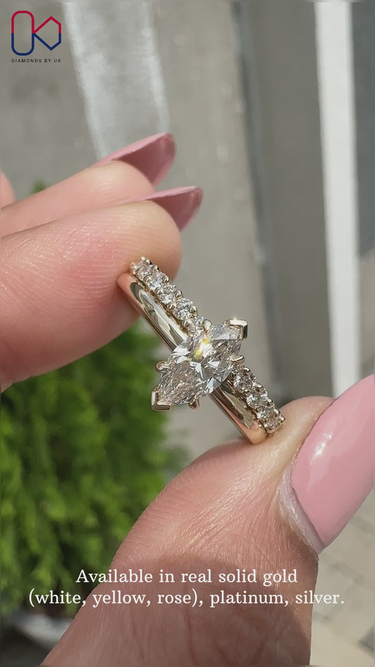 Elegant marquise ring with a timeless appeal for engagements.
