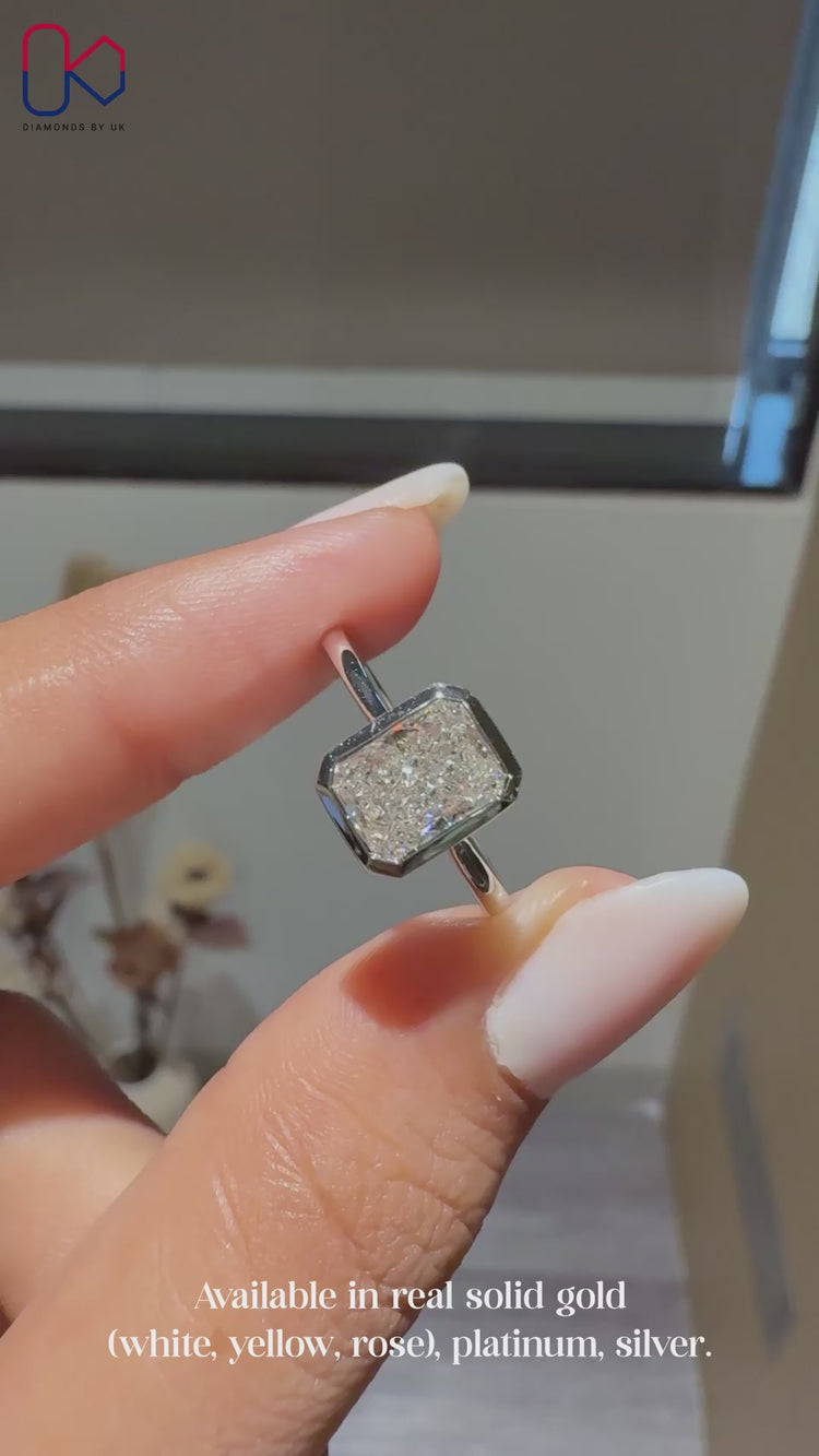 Handmade IGI Certified radiant cut diamond ring.