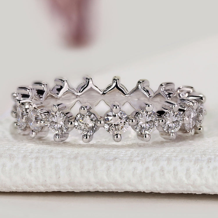 Eternity diamond wedding band with round diamonds.