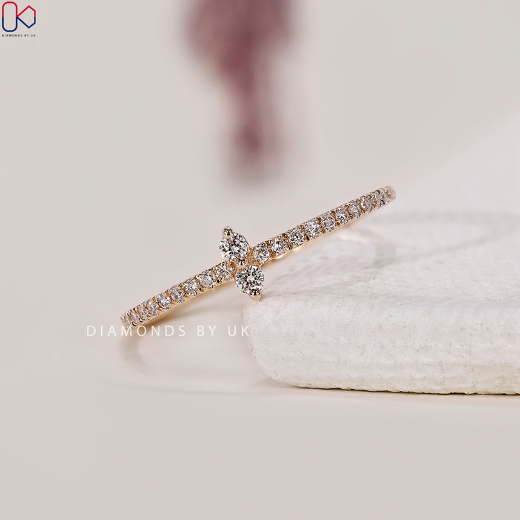 Yellow Gold Wedding Band - Round Diamonds