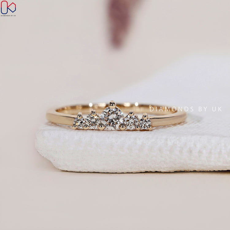 5 Stone Wedding Band - Round Diamonds