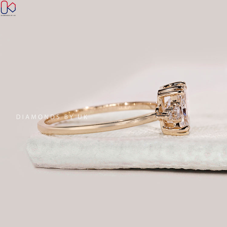 Handmade radiant cut ring with double prong setting.