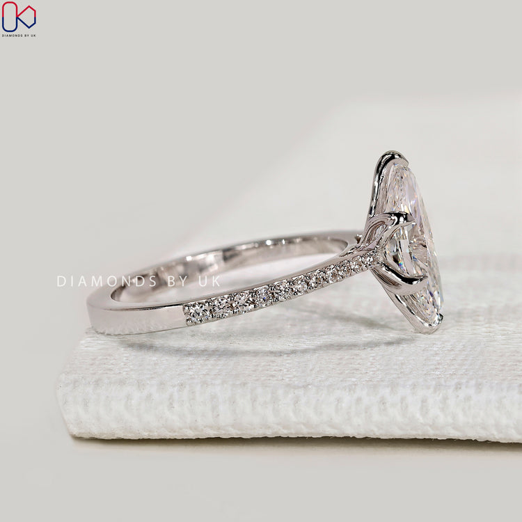 Marquise Cut Engagement Ring with Tulip Basket Setting